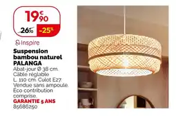 Weldom Inspirea suspension bambou naturel palanga offre