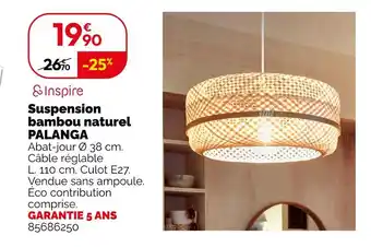 Inspirea suspension bambou naturel palanga