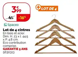 Weldom Spaceo lot de 4 cintres offre