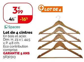Weldom Spaceo lot de 4 cintres offre