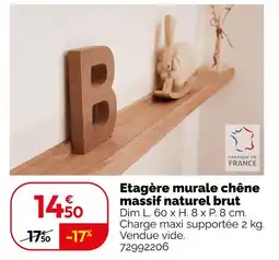 Weldom Etagère murale chêne massif naturel brut offre