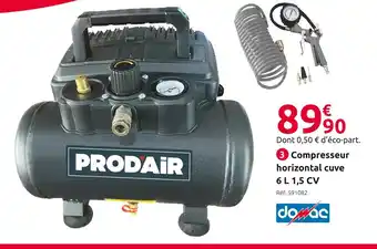 Mr Bricolage Prodair6 domac compresseur horizontal cuve 6 l 1,5 cv offre