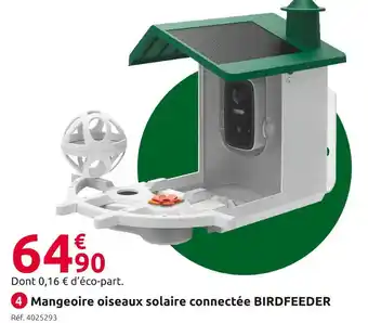 Mr Bricolage Mangeoire oiseaux solaire connectée birdfeeder offre