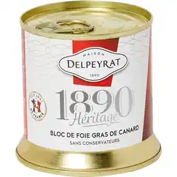 Carrefour Market Delpeyrat bloc de foie gras de canard 1890 héritage offre