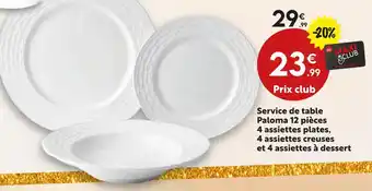 Maxi Bazar Service de table paloma 12 pièces offre