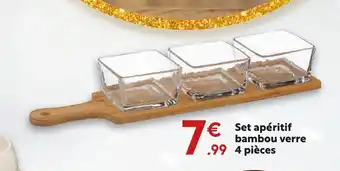 Maxi Bazar Set apéritif bambou verre offre