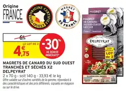 Intermarché Magrets de canard du sud quest tranchés et séchés x2 delpeyrat offre