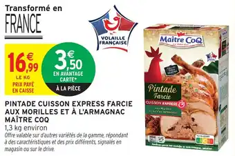 Intermarché Pintade cuisson express farcie aux morilles et à l'armagnac maître coq offre