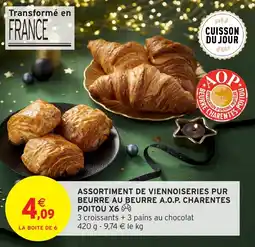 Intermarché Assortiment de viennoiseries pur beurre au beurre a.o.p. charentes poitou x6 offre