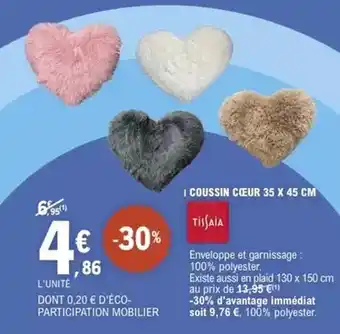 E.Leclerc Coussin cœur 35 x 45 cm offre