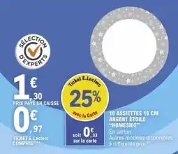 E.Leclerc E.leclerc - 10 assiettes 18 cm argent étoile offre