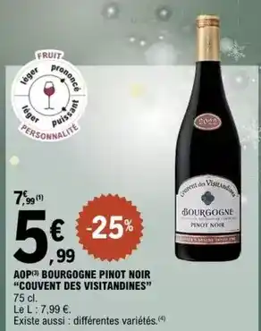 E.Leclerc Couvent des visitandines - aop bourgogne pinot noir offre