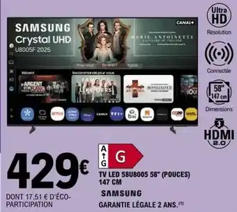 E.Leclerc Samsung - tv led 58u8005 58 (pouces) offre