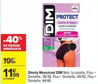 Dim - shorty menstruel noir