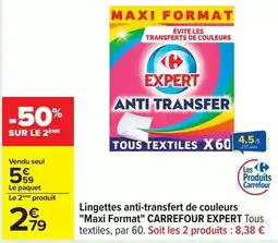 Carrefour Drive Carrefour - lingettes anti-transfert de couleurs maxi format expert tous offre
