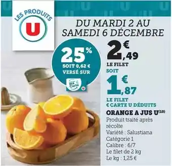 Hyper U U - orange a jus offre