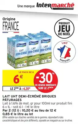 Intermarché Lait uht demi-écrémé briques pâturages offre