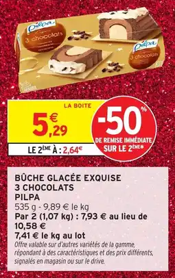 Intermarché Bûche glacée exquise 3 chocolats pilpa offre