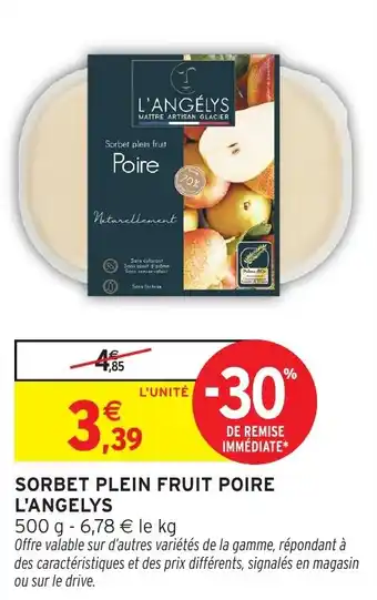 Intermarché Sorbet plein fruit poire l'angelys offre