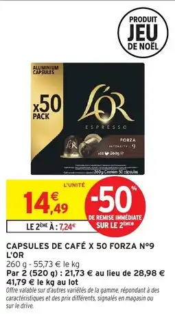 Intermarché Capsules de café x 50 forza nº9 l'or offre