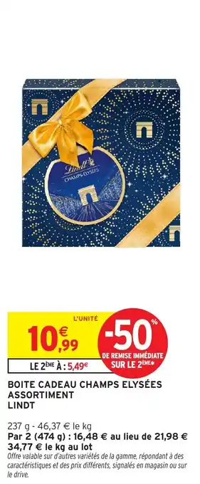 Intermarché Boite cadeau champs elysées assortiment lindt offre