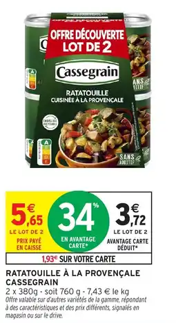 Intermarché Ratatouille à la provençale cassegrain offre