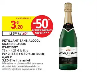 Intermarché Pétillant sans alcool grand classic d'artigny offre