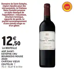 Intermarché Aop saint estèphe cru bourgeois rouge 2020 château vieux coutelin offre