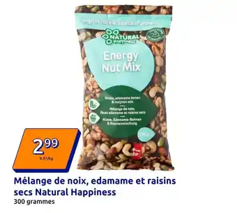 Action Mix - mélange de noix, edamame et raisins secs natural happiness offre