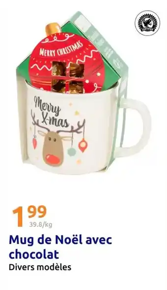 Action Mug de noël avec chocolat offre