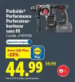 Lidl Lidl - performance perforateur burineur sans fil offre