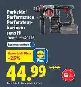 Lidl Lidl - performance perforateur burineur sans fil offre