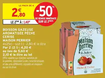 Intermarché Boisson gazeuse aromatisée pêche cerise maison perrier offre