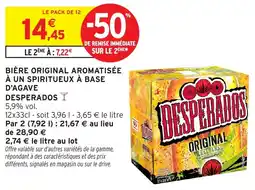 Intermarché Bière original aromatisée à un spiritueux à base d'agave desperados offre