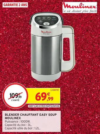 Intermarché Blender chauffant easy soup moulinex offre