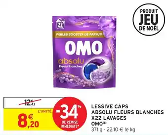 Intermarché Lessive caps absolu fleurs blanches x22 lavages omo offre