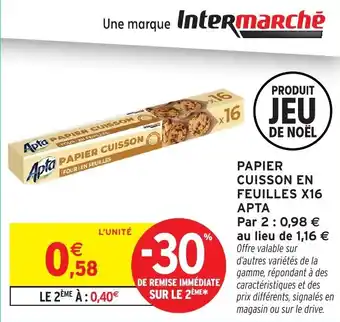 Intermarché Papier cuisson en feuilles x16 apta offre