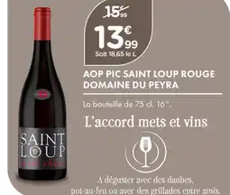 Point Vert Domaine du peyra aop pic saint loup rouge offre