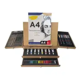 Carrefour Malette d'artiste 56 pièces avec pupitre offre