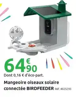 Mr Bricolage Mangeoire oiseaux solaire connectée offre