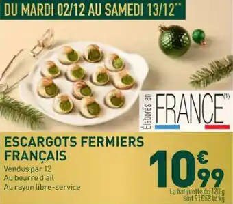 Grand Frais Escargots fermiers français offre