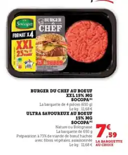 U Express Burger du chef au boeuf xxl 15% mg socopa offre