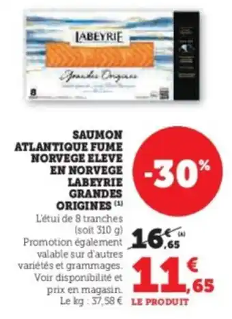 U Express Saumon atlantique fume norvege eleve en norvege labeyrie grandes origines offre