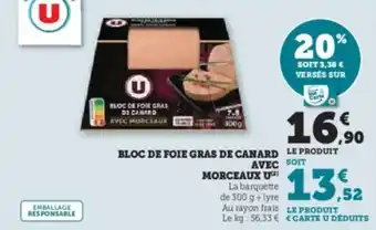 U Express Bloc de foie gras de canard avec morceaux u offre