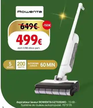 Darty Rowenta - aspirateur laveur gz70swo offre