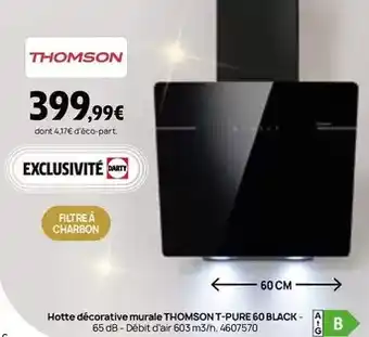Darty Thomson - hotte décorative murale t-pure 60 black offre