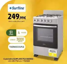 Darty Surfline - cuisinière pgcs500502- l55 hb85 p/c 75oe566 offre