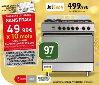 Darty Total - cuisiniere jetgaz jtm85k82 offre