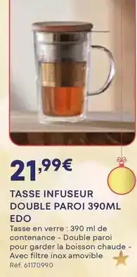 Darty Tasse infuseur double paroi 390ml edo offre
