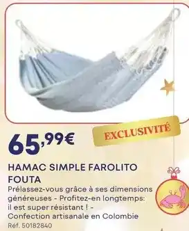 Darty Hamac simple farolito fouta offre